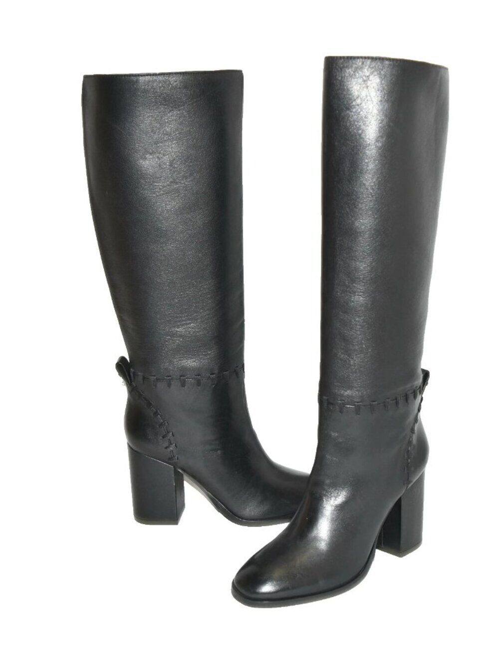 New Tory Burch Contraire Block Heel Leather Boot Black Size 6 CO1